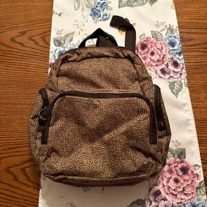 Compact Brown Backpack with Textured Finish